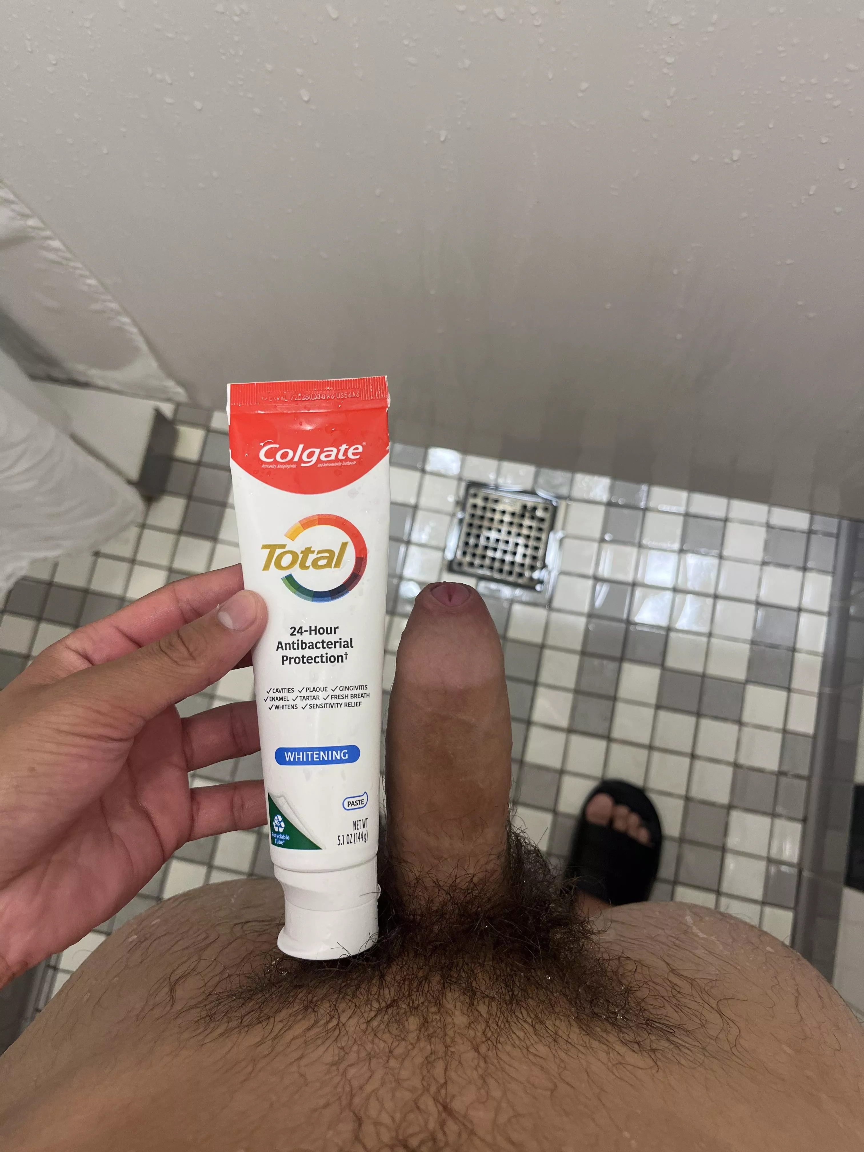 my small dick next to toothpaste