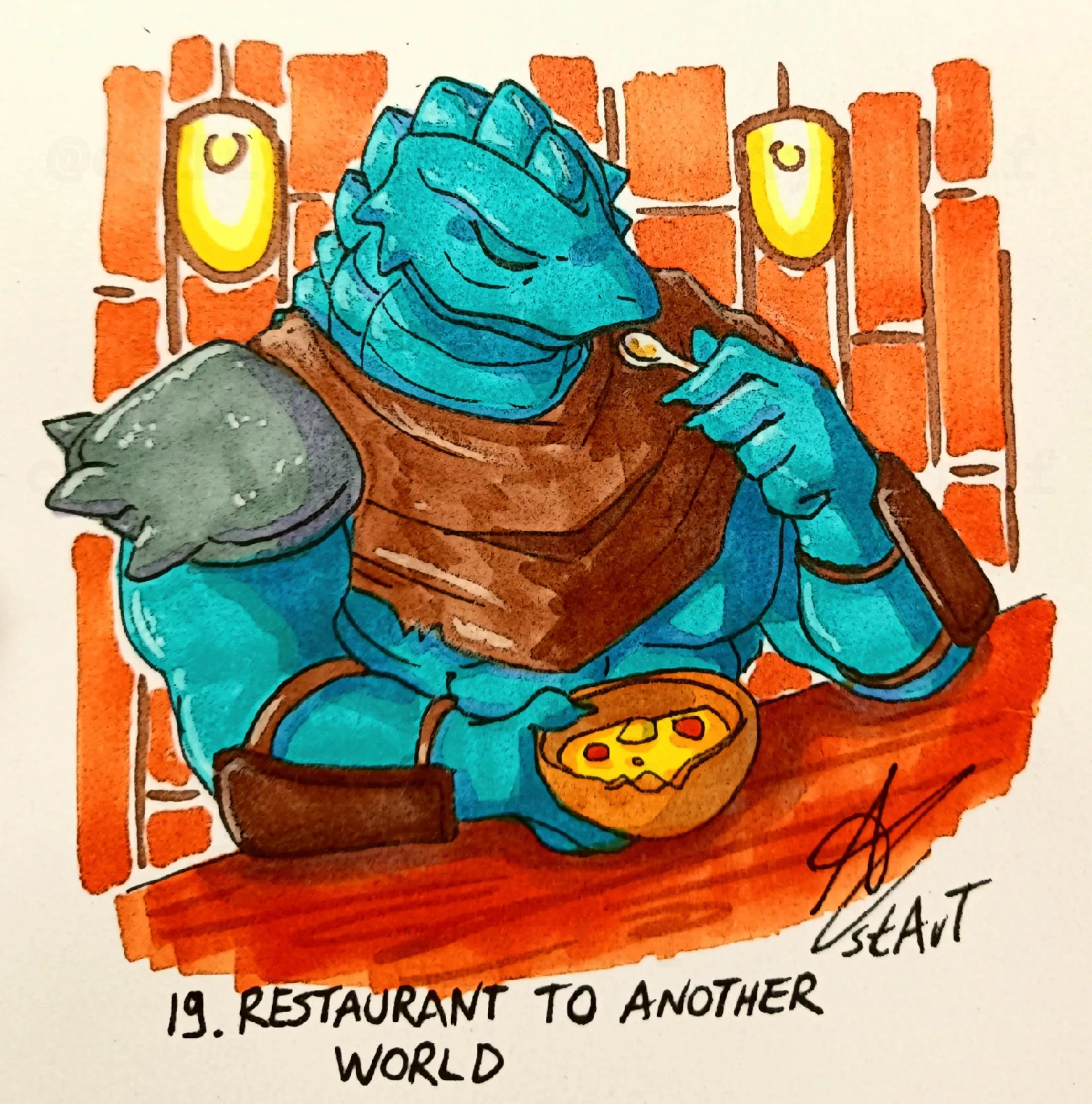 Day 19. Restaurant to Another World 🍲 [My art - Furktober 2023]
