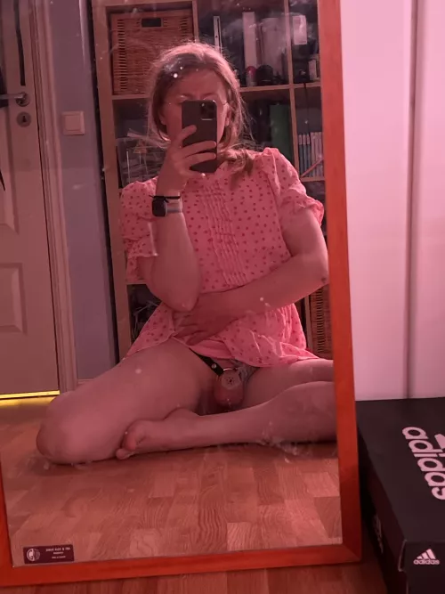 Flat cage and pink dress