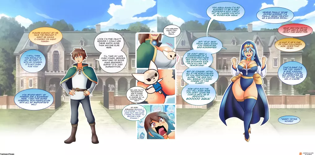 Kazuma the priestess of Aqua by themightfenek