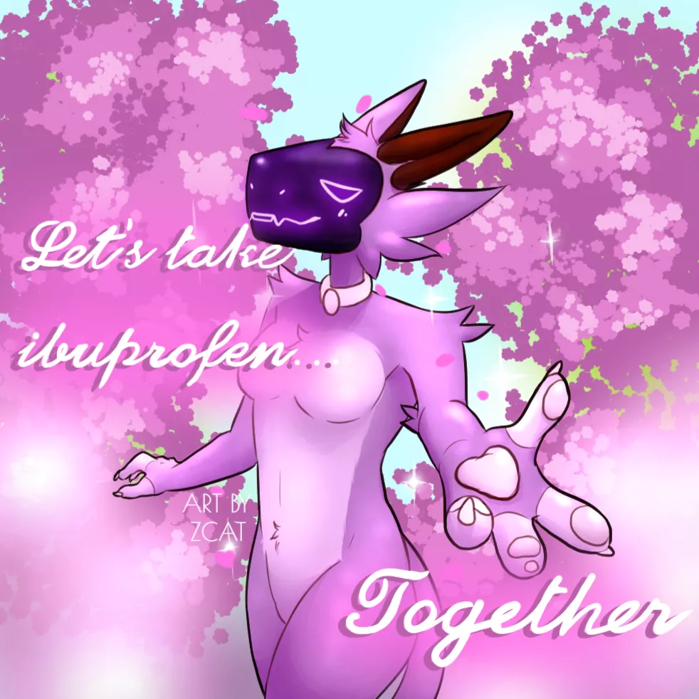 Let's take ibuprofen... together (Art by me! Drawn at 1am while incredibly sleep deprived 💜)