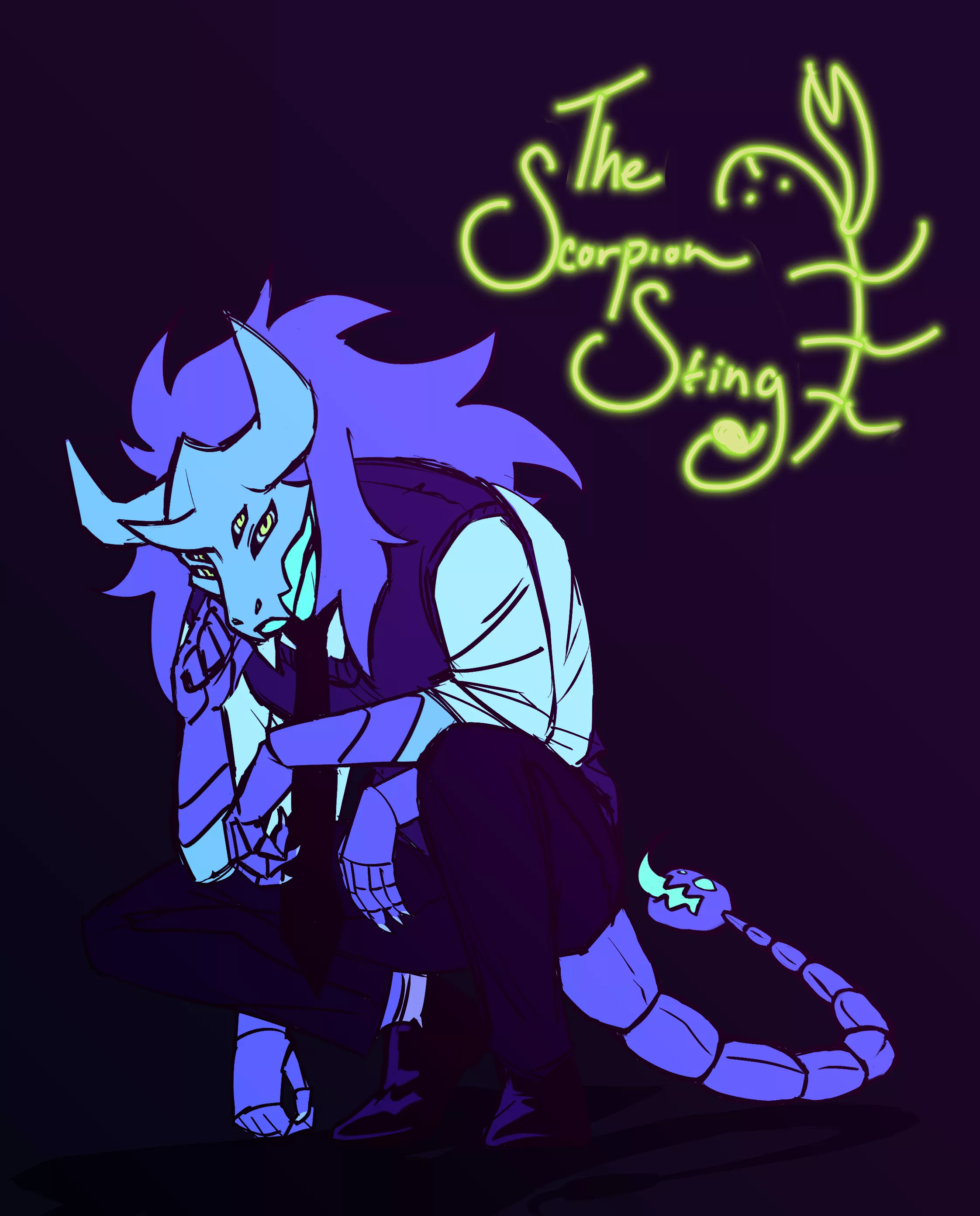 Scias glows under blacklight like an actual Scorpion! (art by me)