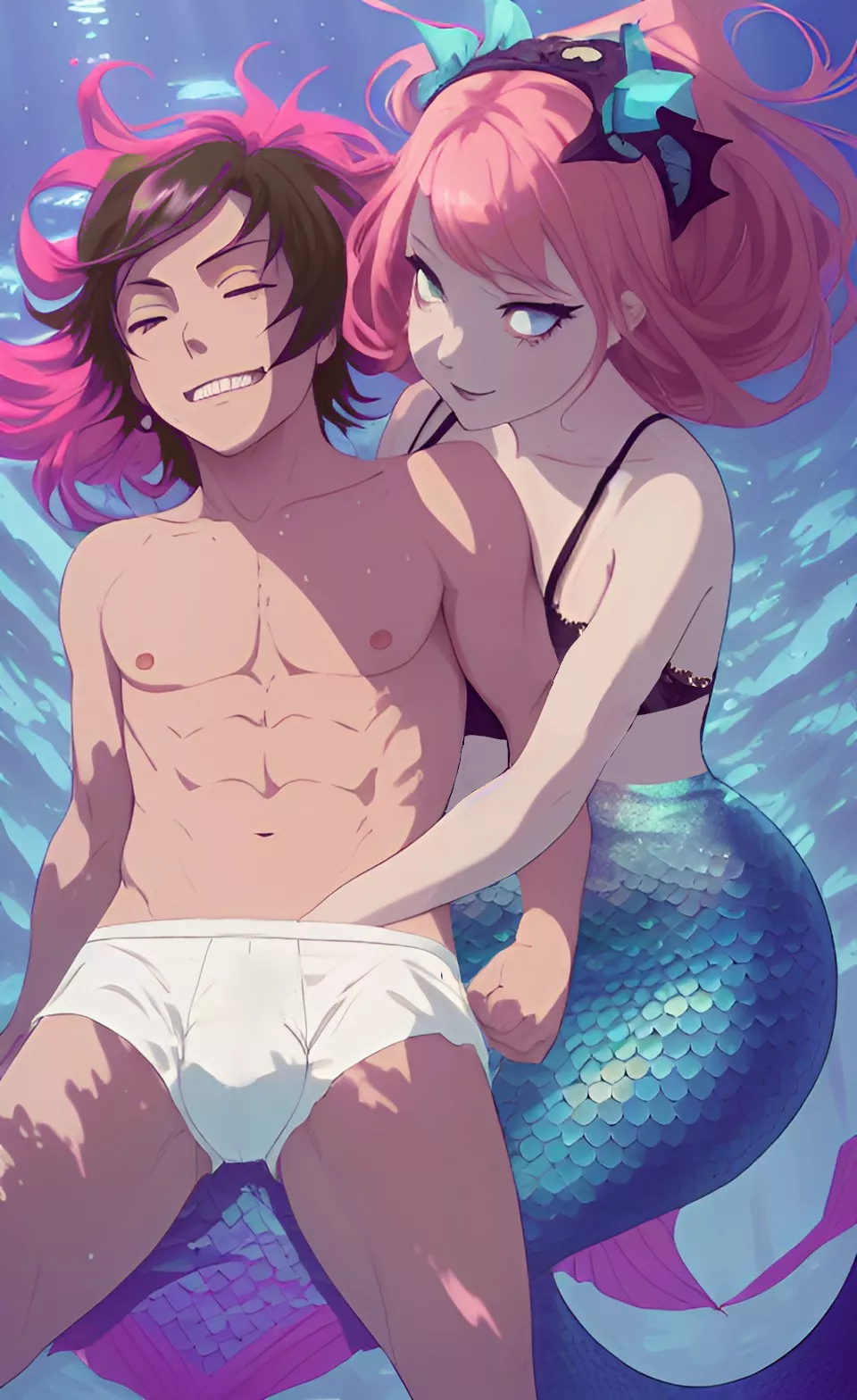 Underwater fun with a mermaid