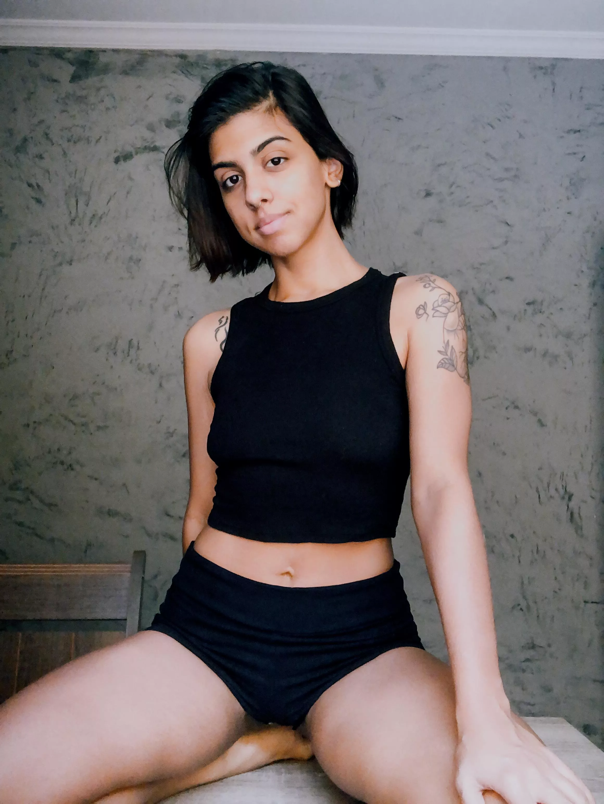 Black on Black. I love this cropped t-shirt