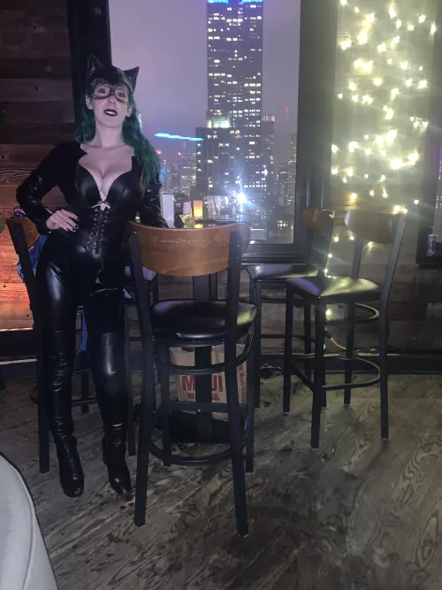 Latex catsuit on a night out