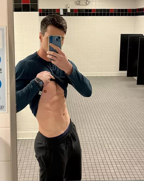 I always flash the abs in the mirror on the way out for a little confidence boost.