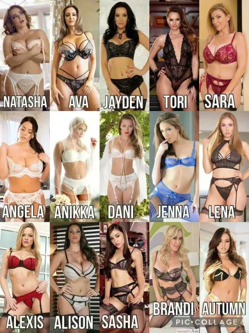 Lingerie lovers: pick 1 from each row for a foursome