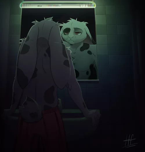 Tired🐰 (commission) [by me, @heretic.fox on Instagram]