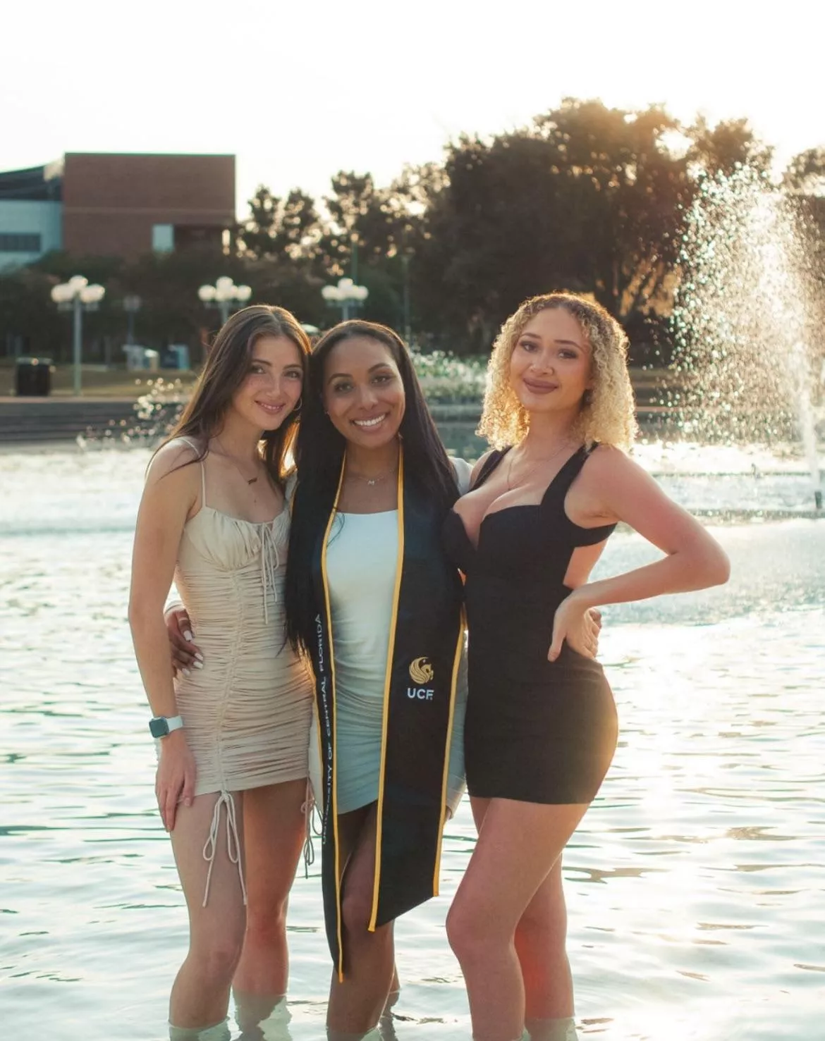 Boobs don’t even fit in her black dress….her friend graduated but all the attention is on her big tits
