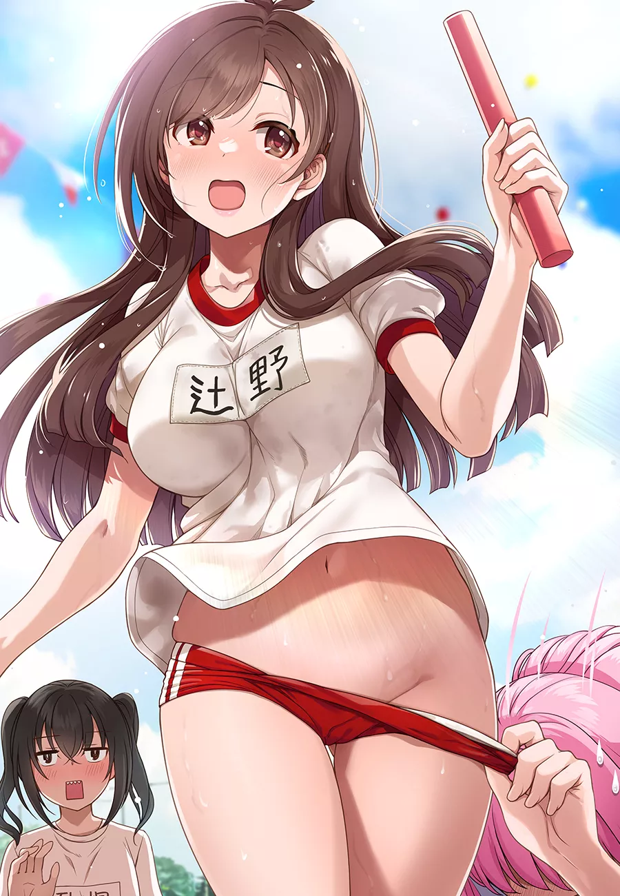 Pulling down her pants