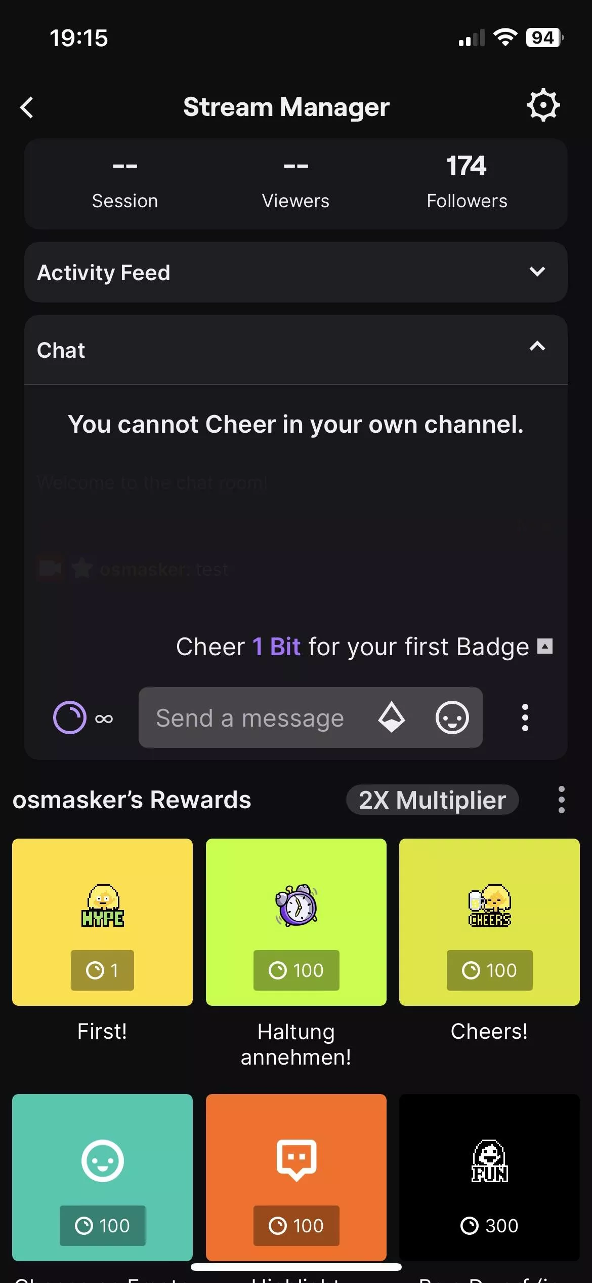 Twitch app not letting myself chat in own stream + illegible chat overall