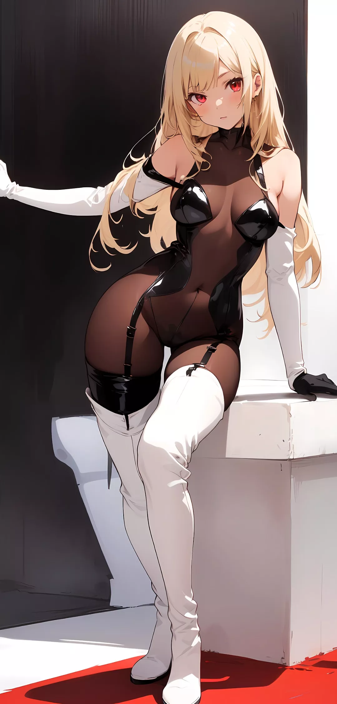 White Thigh Boots & Body Stocking