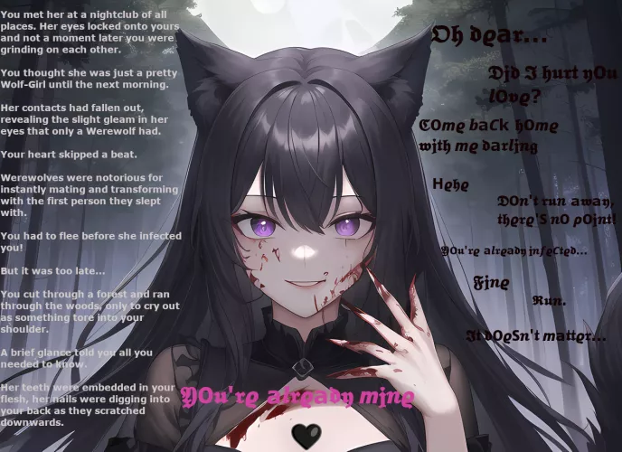 You Will Be Hers! (Part 1) [Monster Girl] [Werewolf] [Yandere] [Bitten] [Blood] [Tricked Into Mating] [Obsessed] [Artist: imZigs]