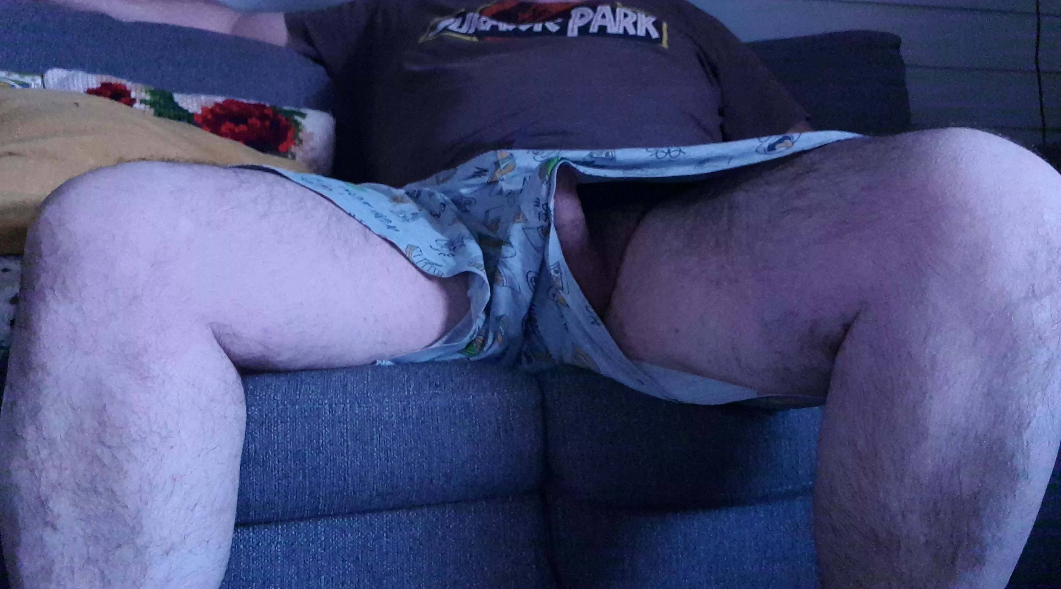 (43) Lounging on the couch... you get a peek...