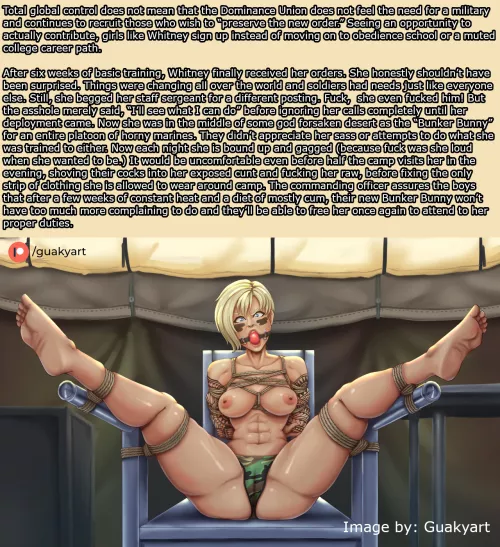Modern 15: Joining the Military in a Male Dom World [Image by: Guakyart] [Male Dom] [Military] [Bunker Bunny] [Free Use] [Cream Pie] [Gangbang] [Bondage] [Mind Break]