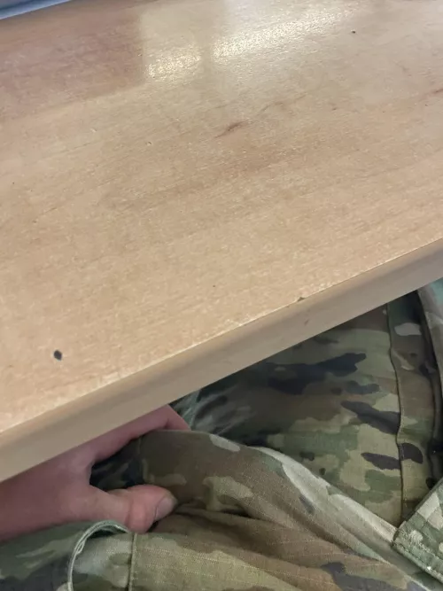 Being extra risky waiting for a meeting to start with people around