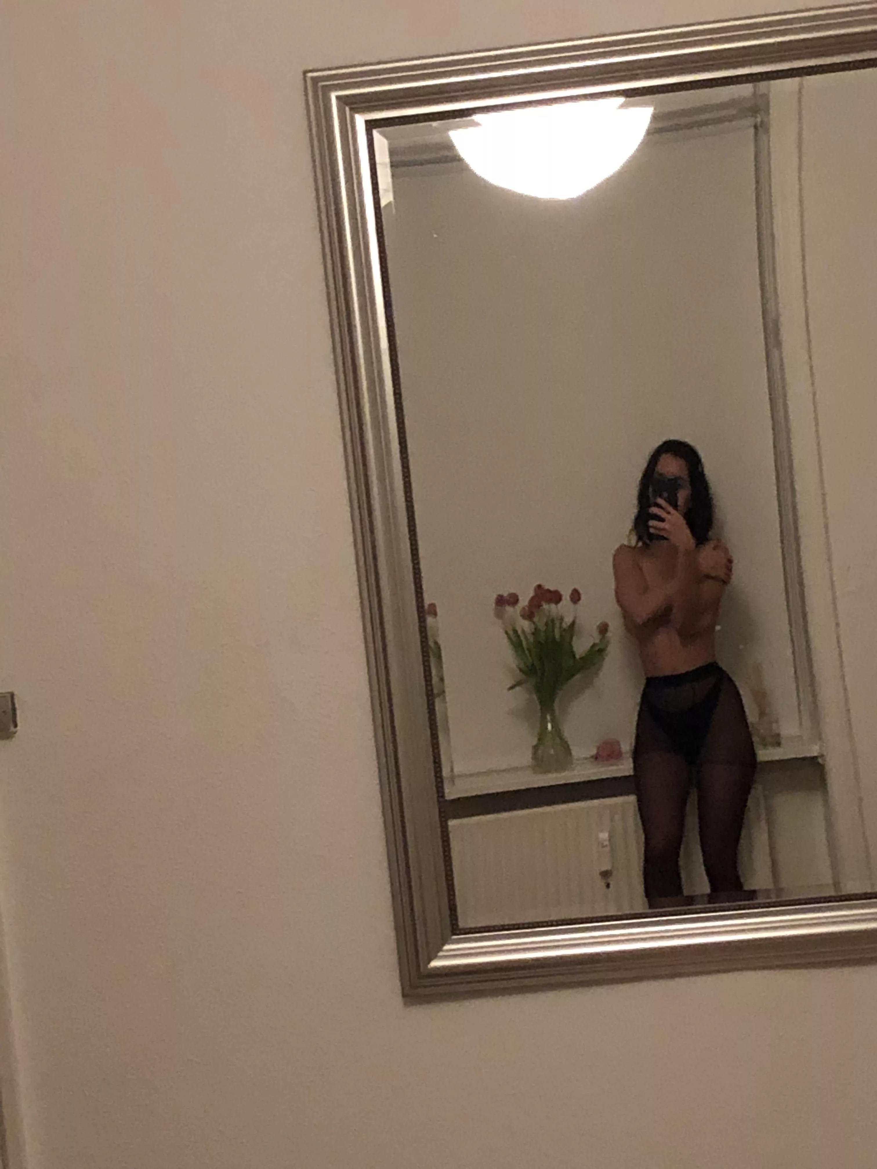 I love being in topless and pantyhose in my home, its so comfy