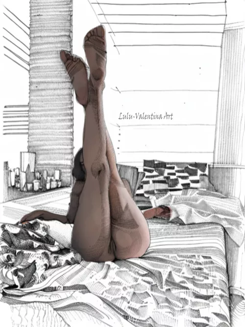 Sketch and digital painting by me of my gorgeous friend u/XcosmicolorX (F) [OC]