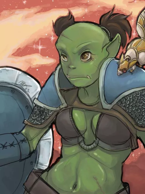 Cute orc fighter girl by unknown artist