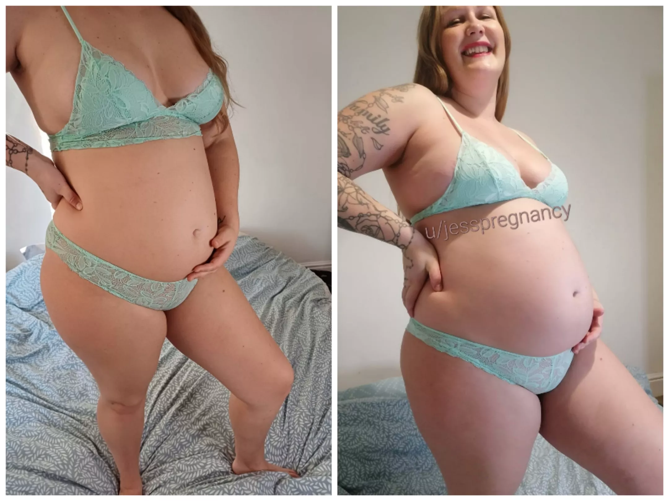 First picture was at 13 weeks pregnant and the other was yesterday at 23 weeks I love the change 😍 will this underwear fit at 40 weeks do you think?