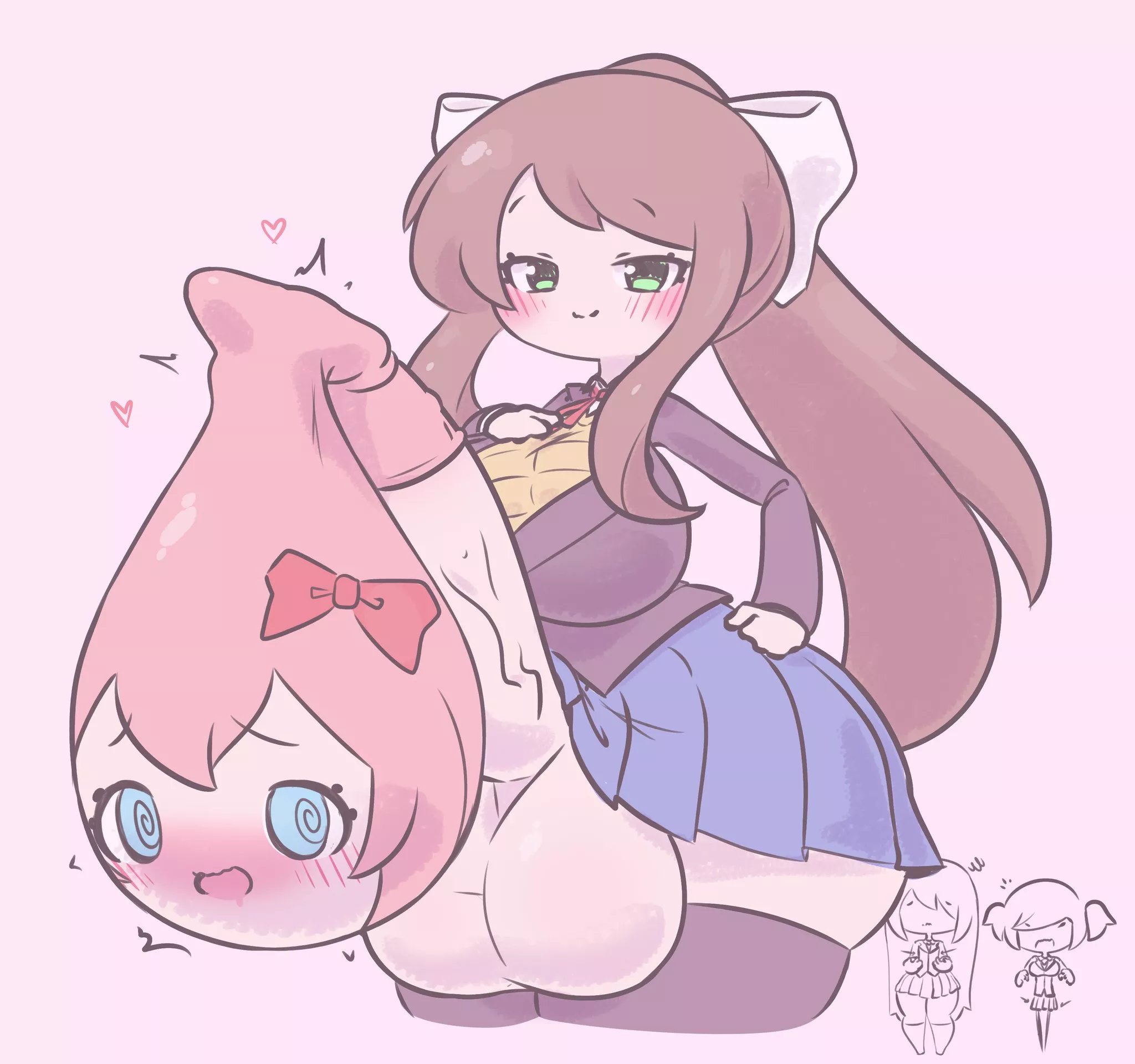 I uhhh, uhm... Futa Monika and condom Sayori.