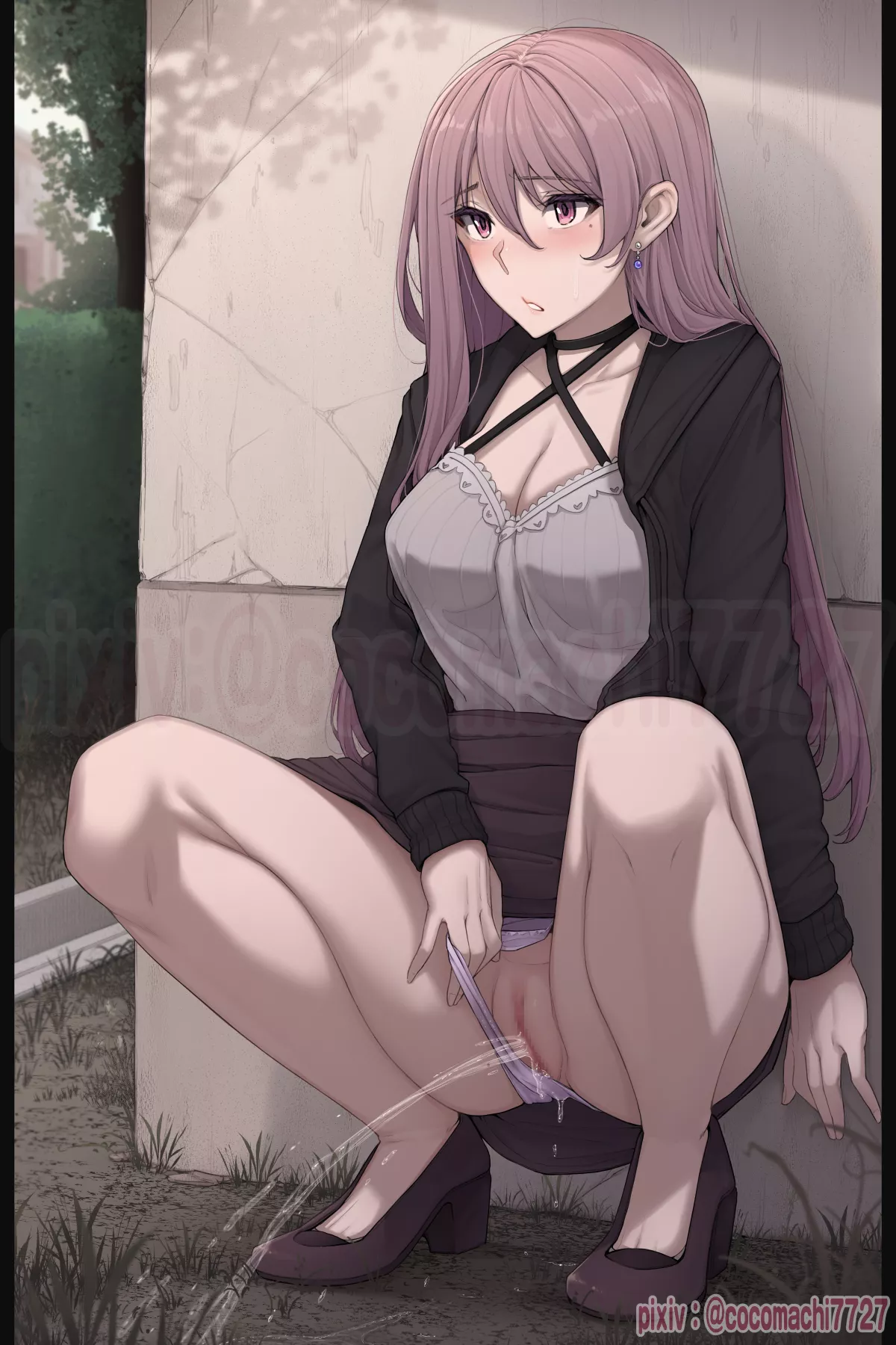 Milf forced to pee in public