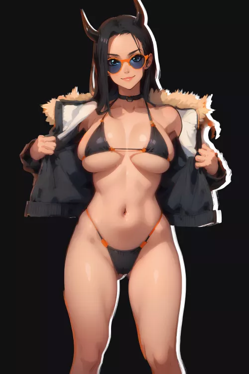 Nico Robin showing the goods