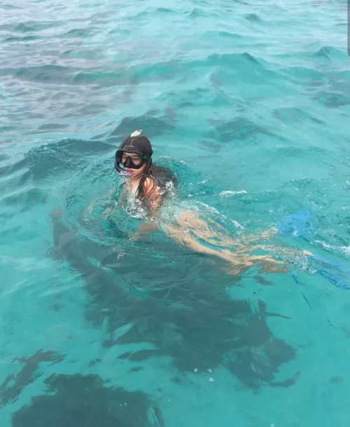 Went scooba diving in a light blue one piece <3