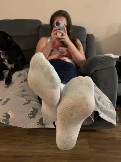 Who wants a nice big sniff of my socks after a long day at work? 🤭❤️
