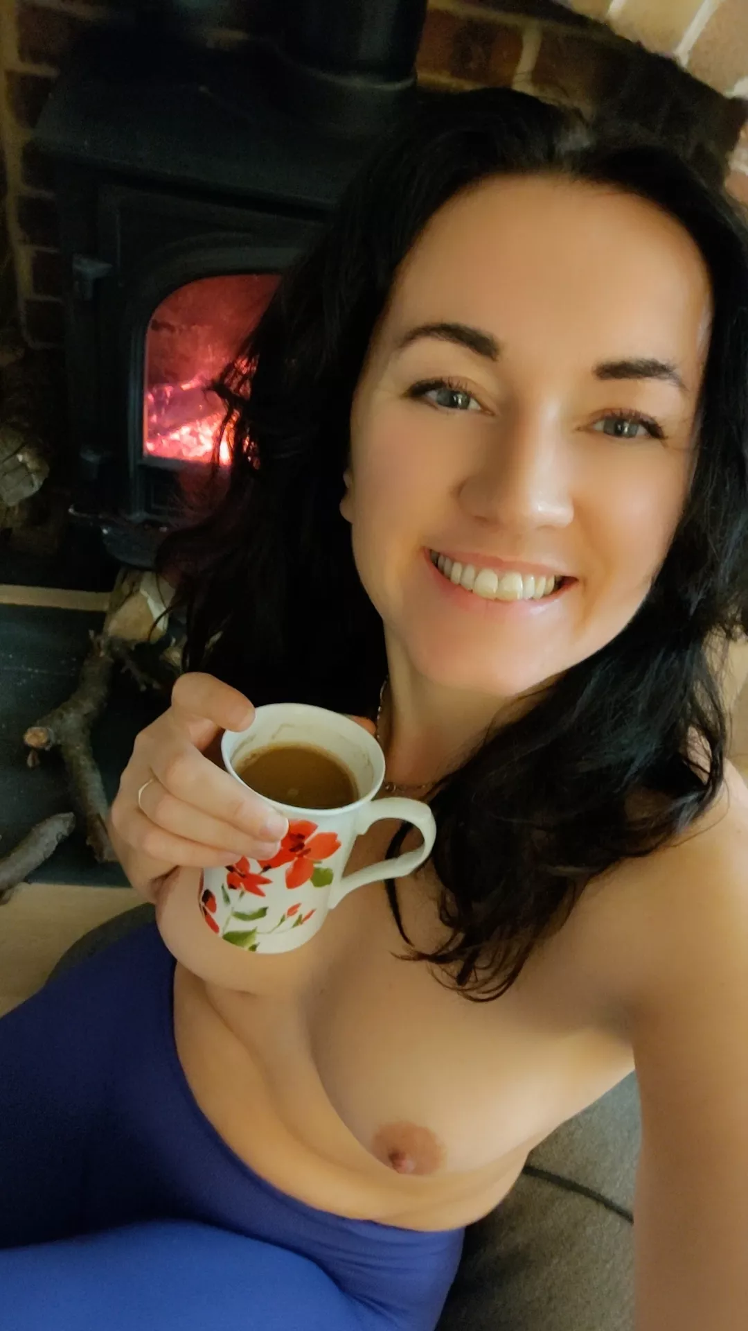 Hot coffee Infront of fire