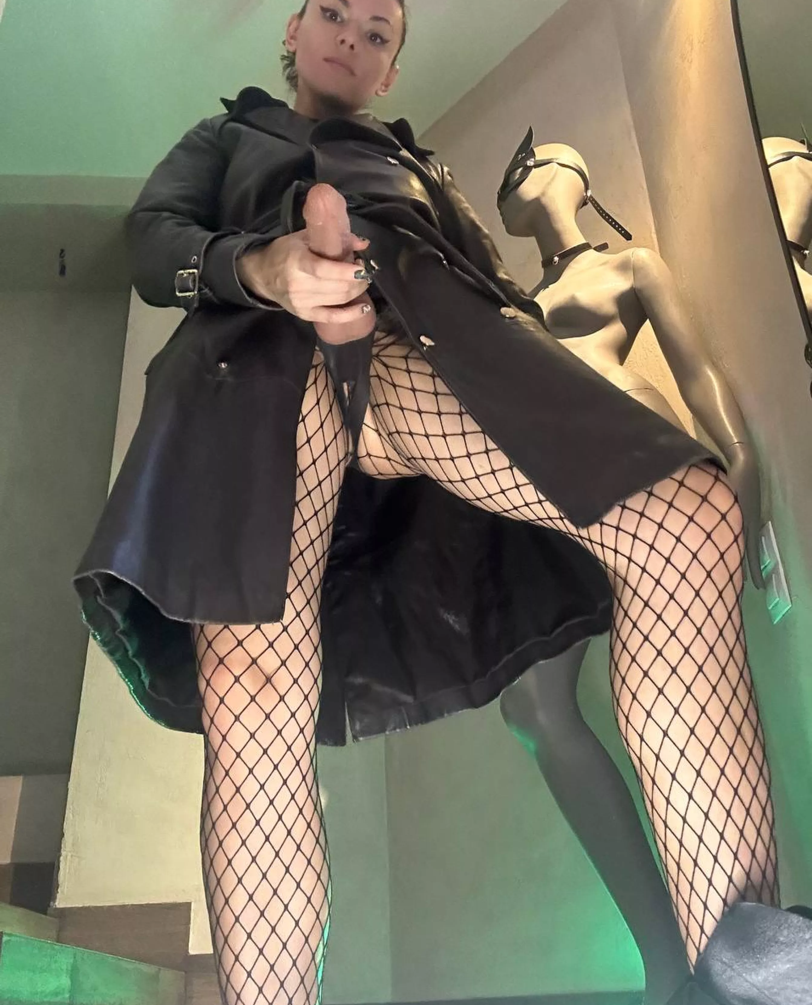 Imagine you open the door, I unzip my coat, and you see him.