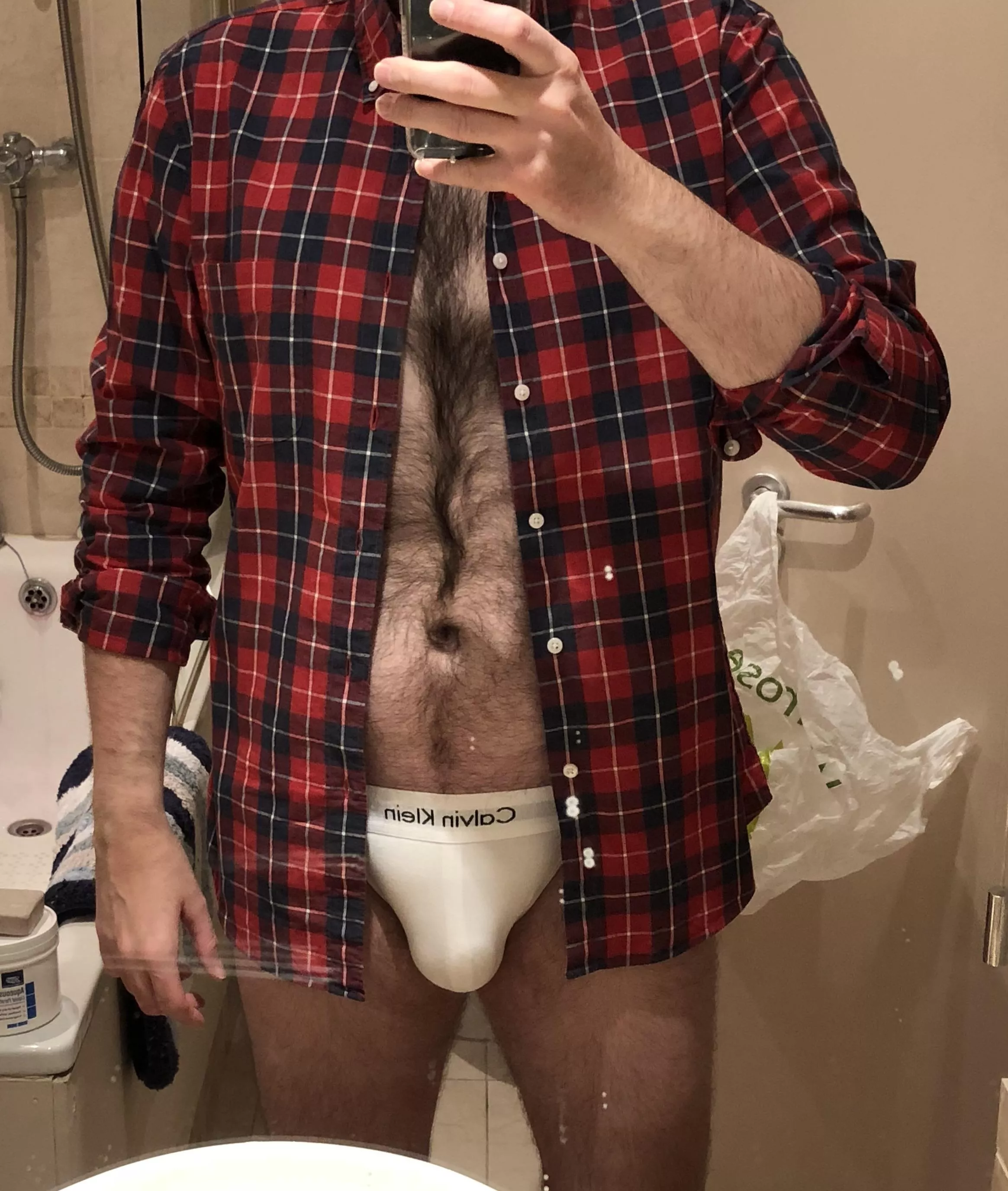 Plaid shirt and a white jock, the perfect combination for autumn!