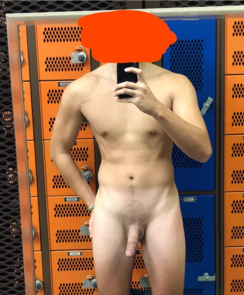 Showing off in the busy locker room
