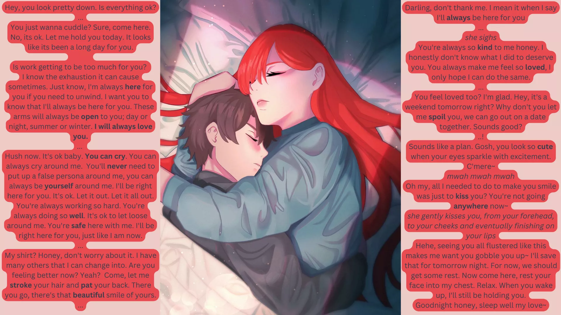 Being comforted in your girlfriend's arms (comfort) (loving) (caring) (crying) Being comforted in your girlfriend's arms (comfort) (loving) (caring) (crying)