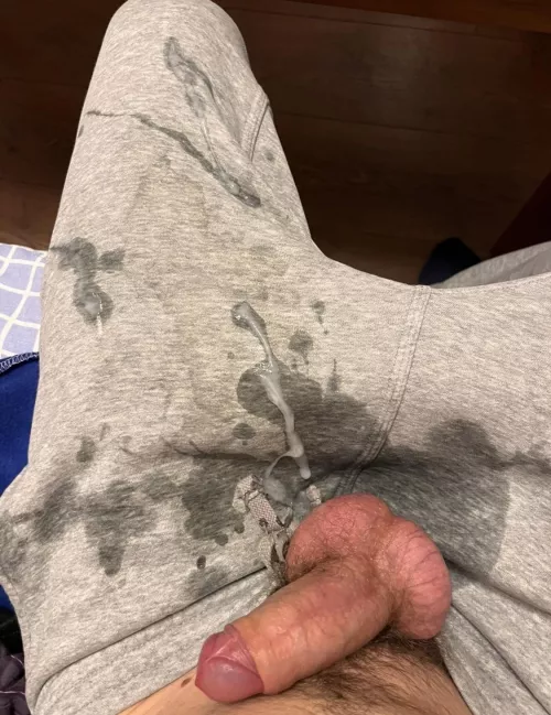 Pissed and cummed on my stained pair of sweats