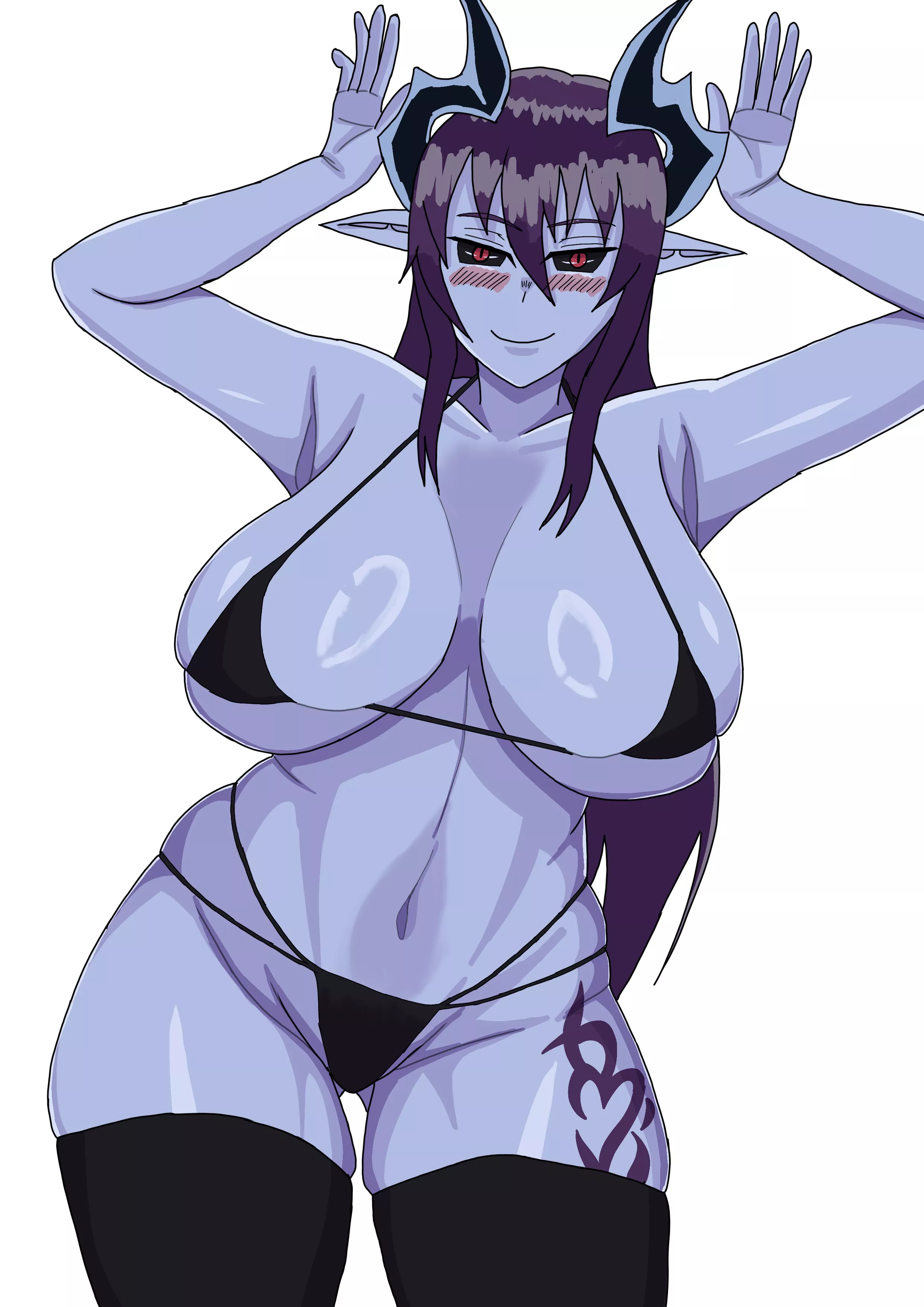 Swimsuit demon posing