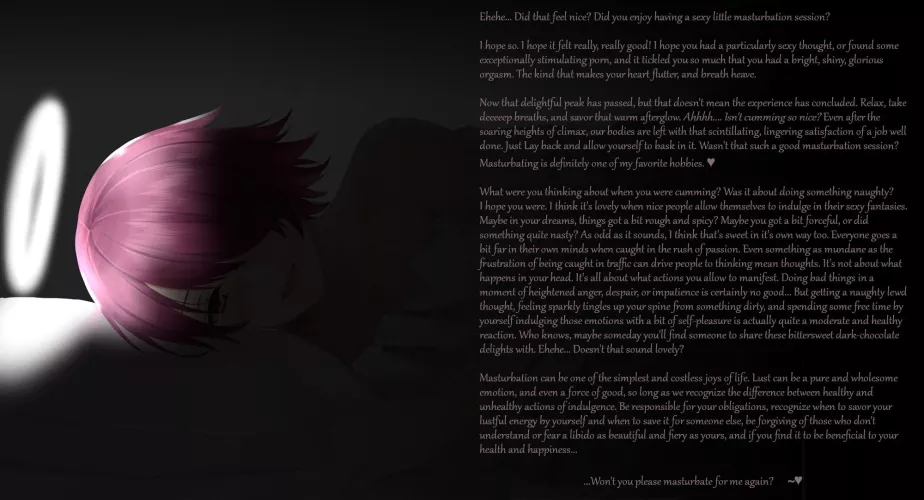 You just masturbated, didn't you? Isn't masturbation so lovely? [aftercare][wholesome][eyebleach][post-nut affirmation]