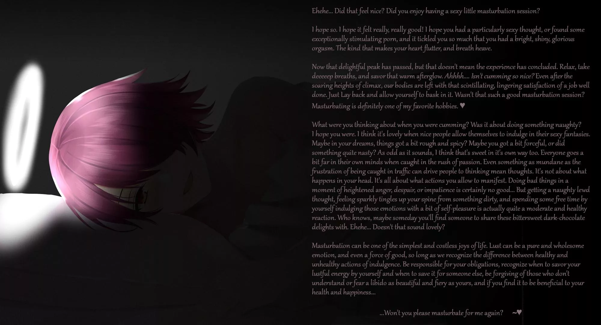 You just masturbated, didn't you? Isn't masturbation so lovely? [aftercare][wholesome][eyebleach][post-nut affirmation]