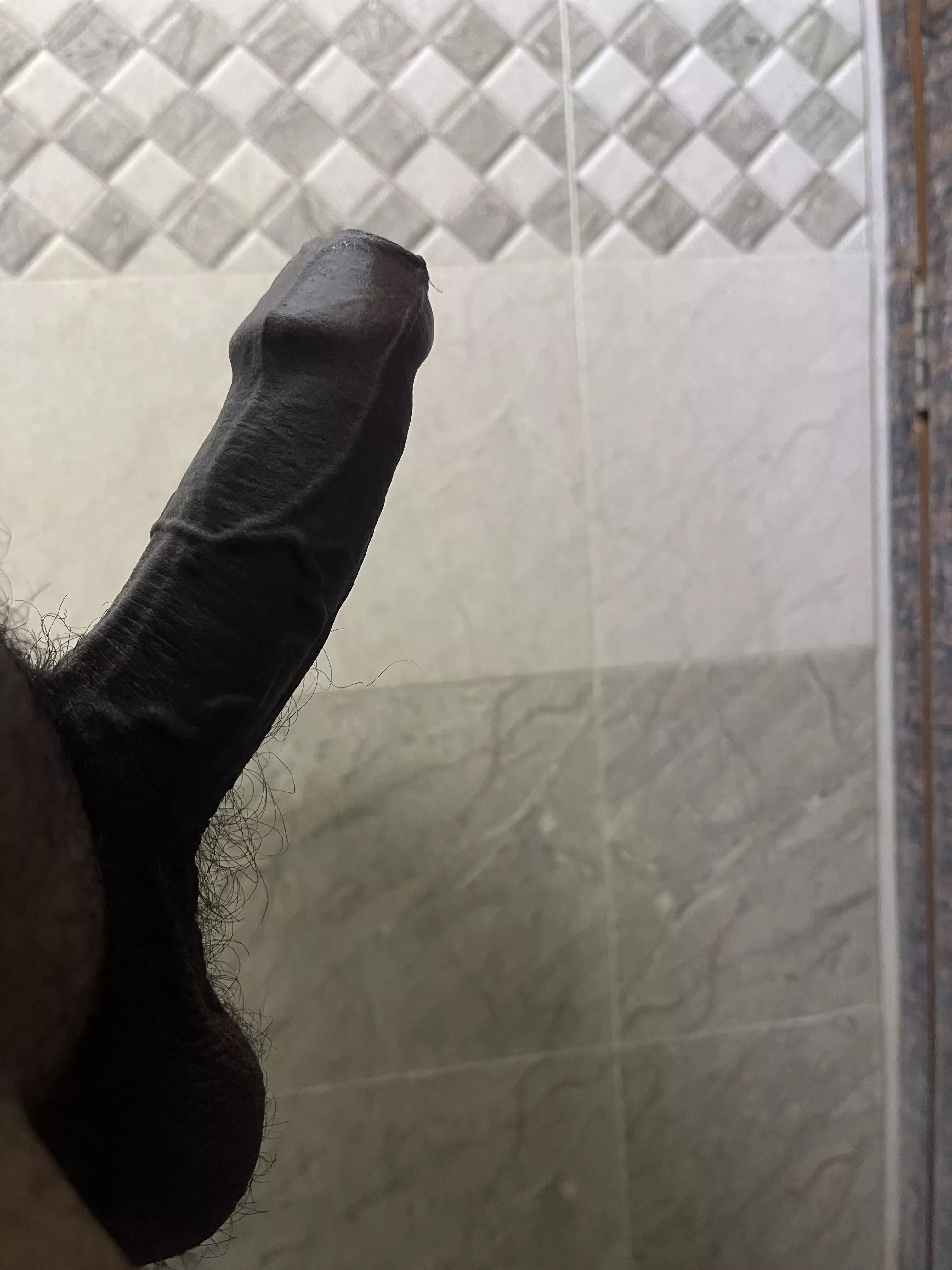 You open the bathroom door and you see this morning wood, what will you do?