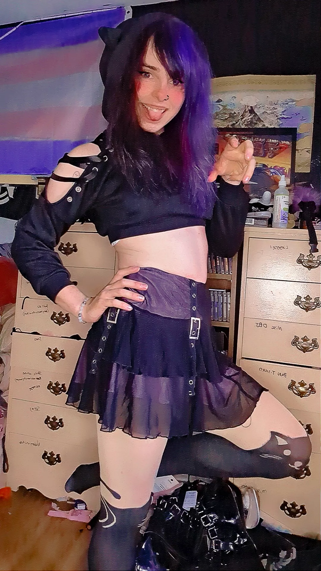 Does anyone need a hug from a cat girl? 💜🖤💜🖤💜