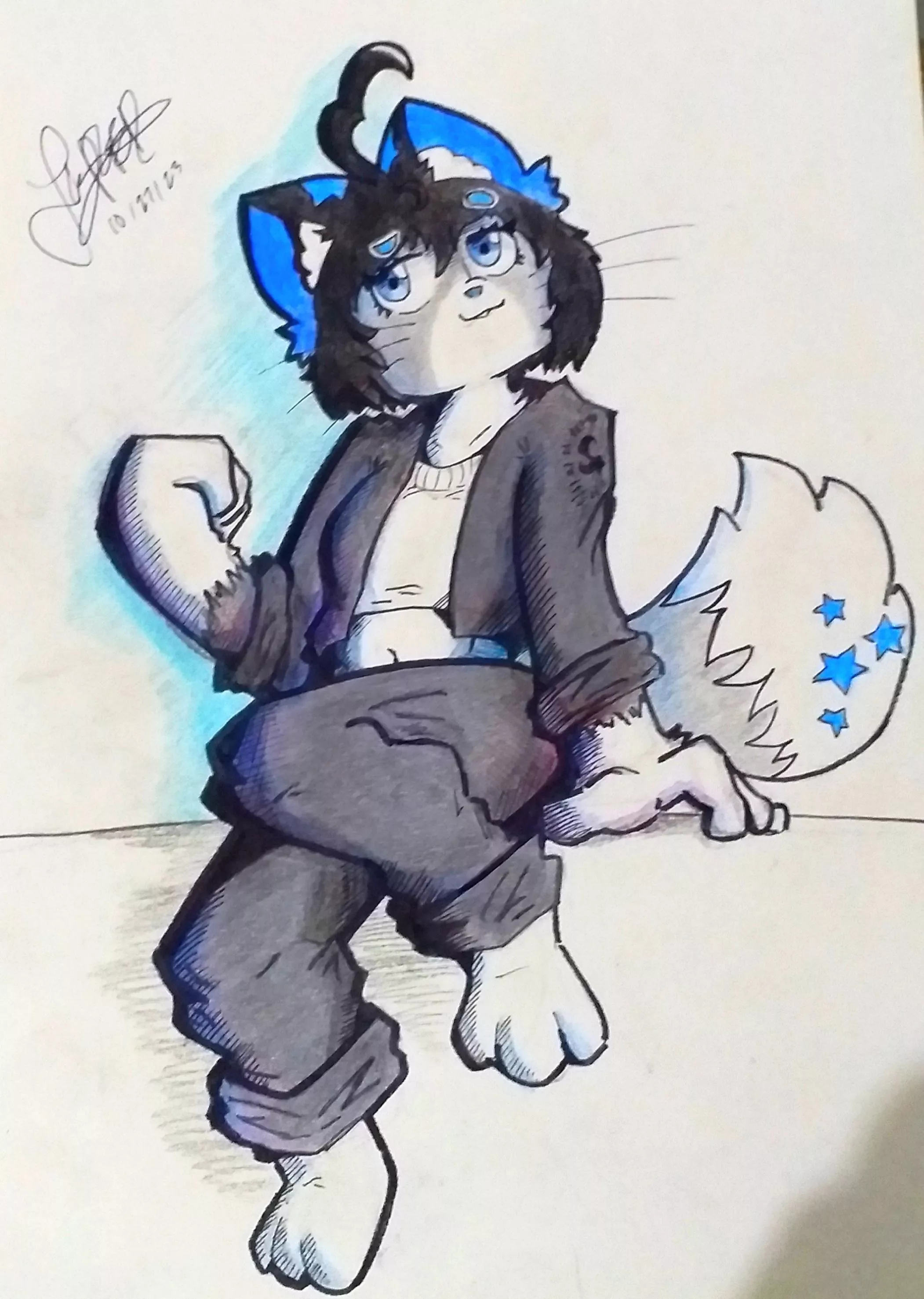 Told a friend of mine to draw her fursona and so i did...(art by me)