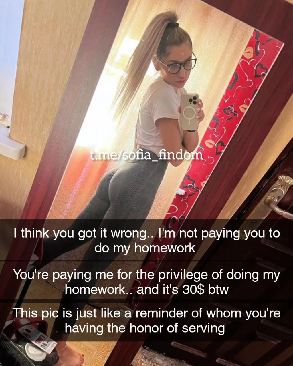 You're the one paying her for the privilege of doing her homework