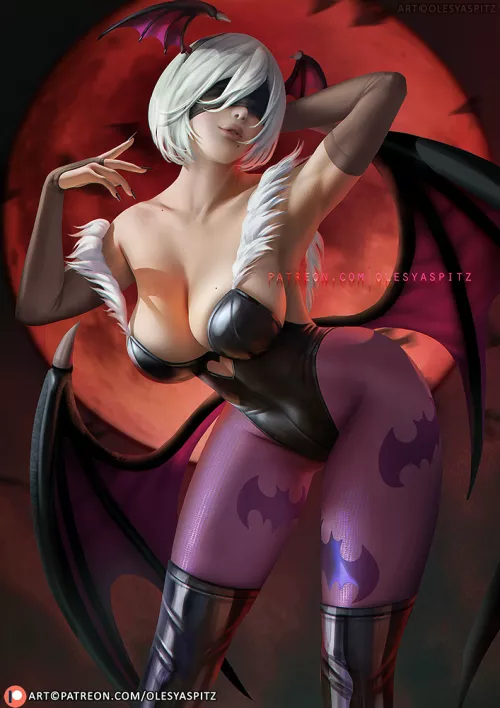 2B in Morrigan costume
