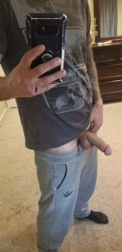 [42] Whats behind the bulge in these gray sweat pants