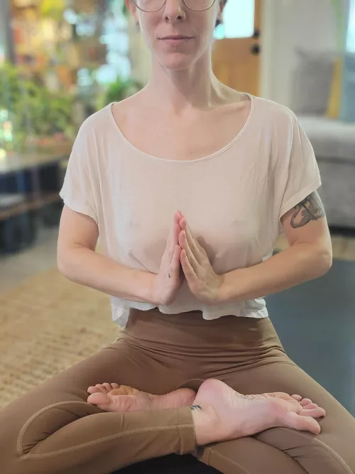 Braless yoga this morning