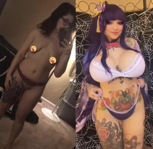 From an A cup normal girl to a cosplay bimbo (1500cc) glad y’all are liking my transformation🥰🥰