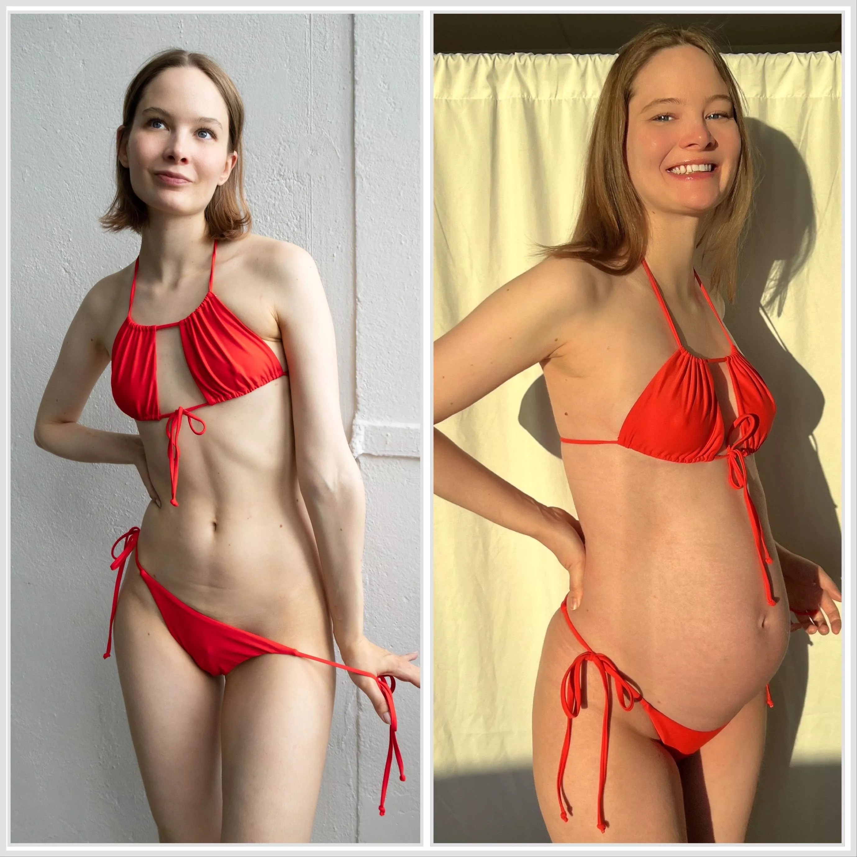 I think this bikini looks better on me now that I'm pregnant