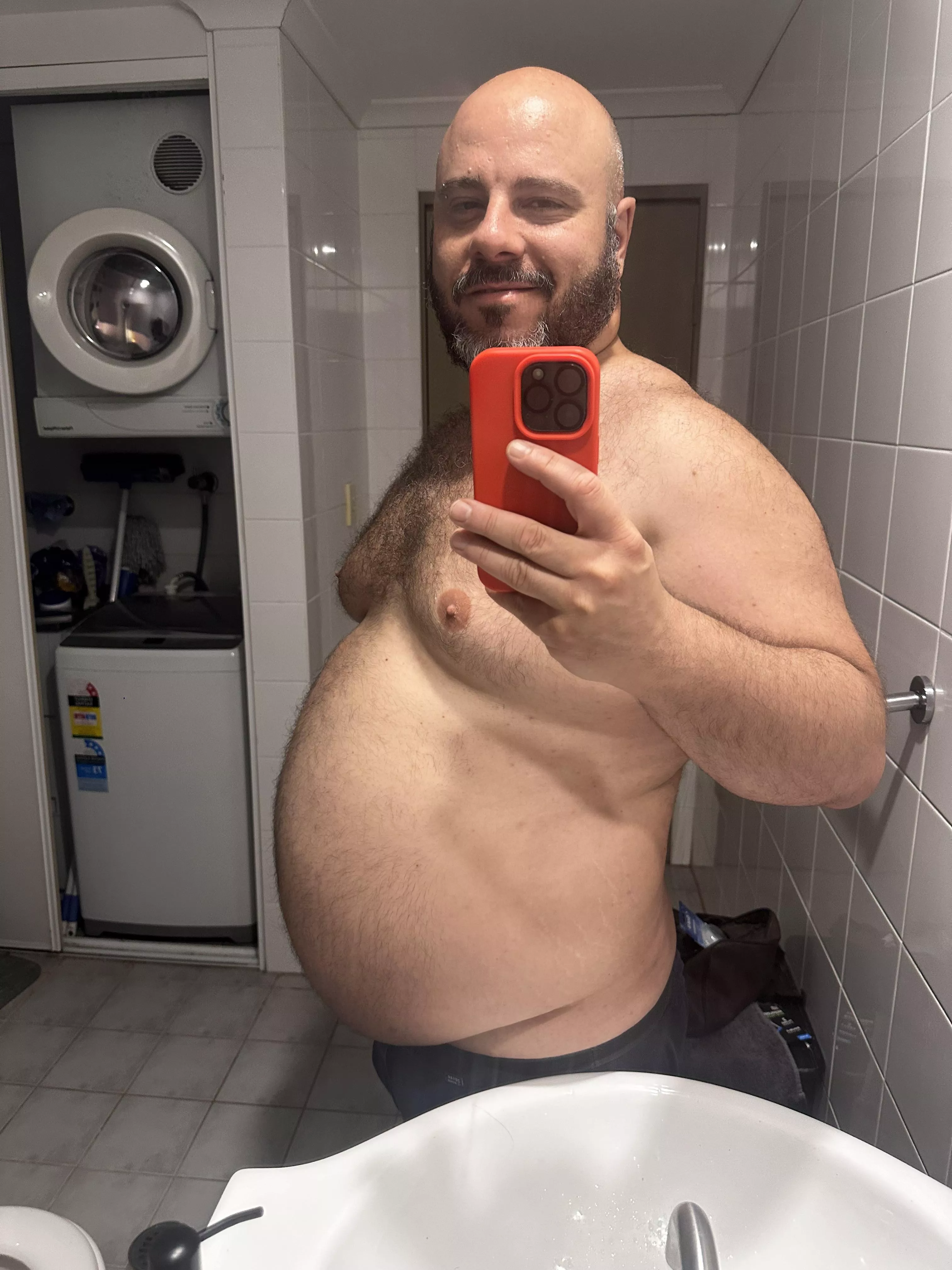 Put on a bit of weight and it’s all gone to my belly. I’m not even mad, guys love it.