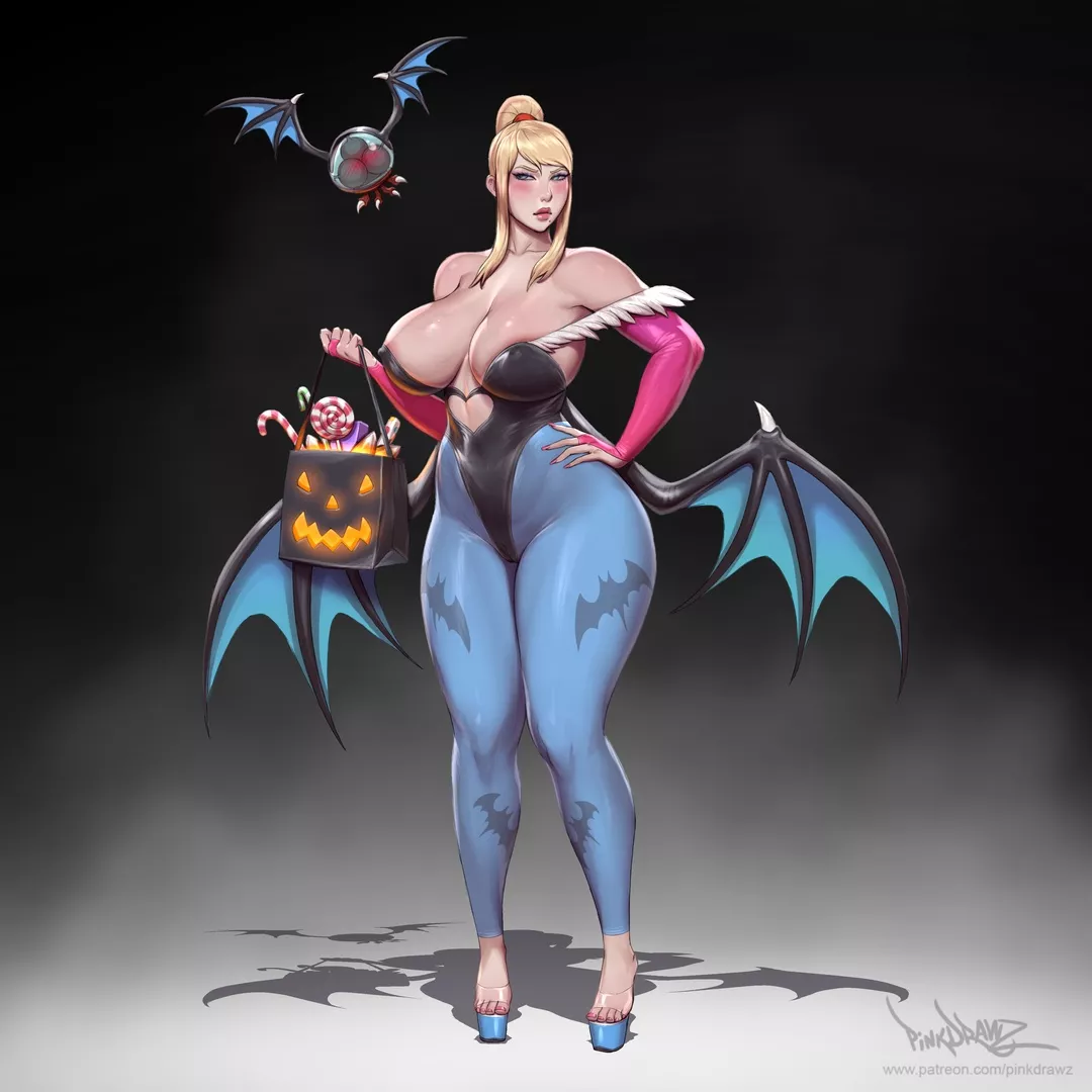 Samus ready for Halloween [Artist: Pinkdrawz]