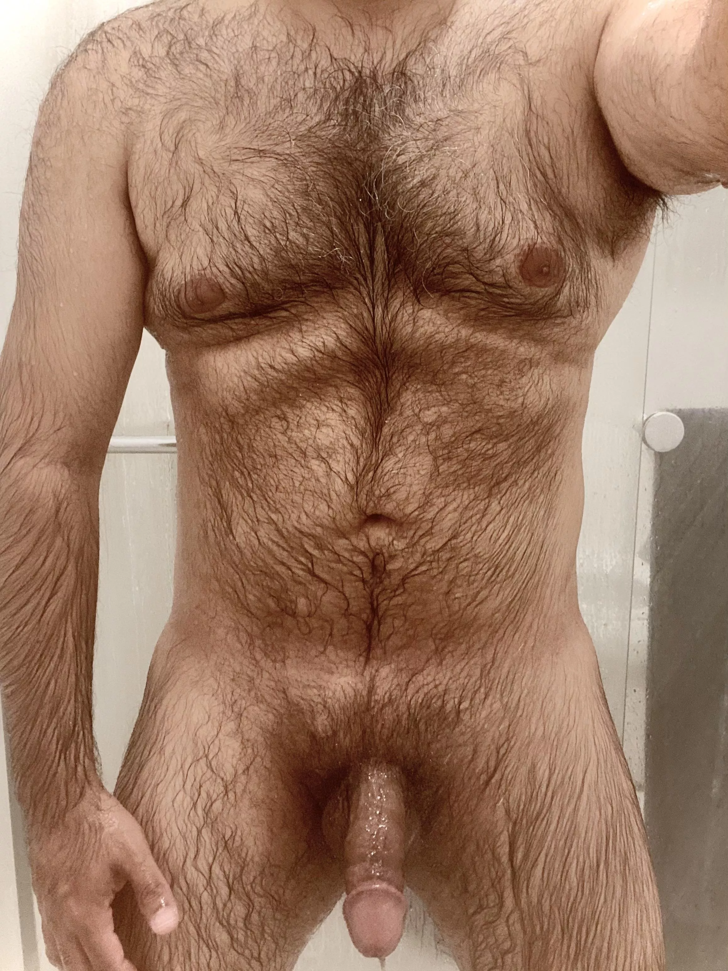 Who wants to hop in the shower with this hairy, wet dadbod?